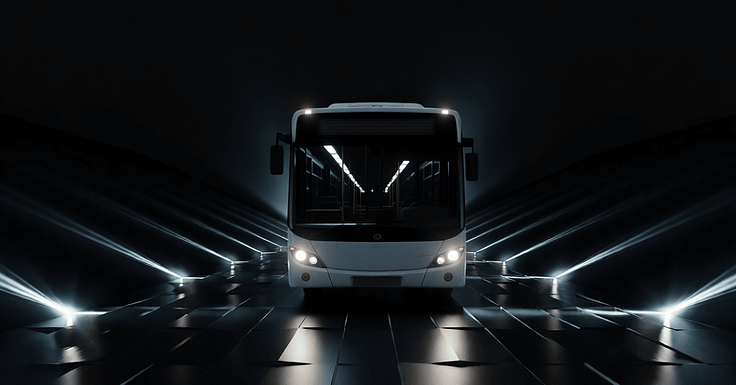 bus blanche dan un parking