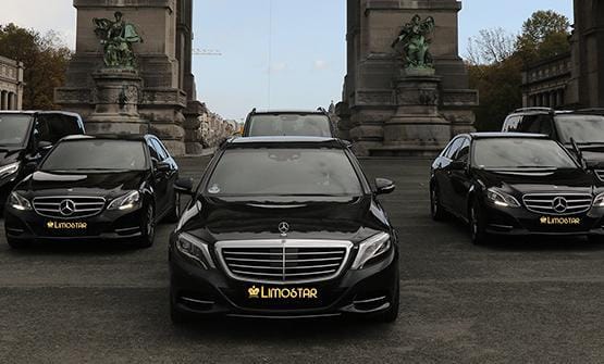 Belgium, Brussels 3 car Mercedes class E belonging to the company LIMOSTAR black color for rental with driver